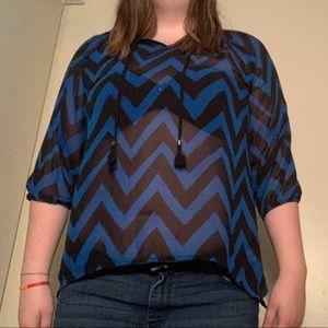 Blue and Black Chevron Blouse!